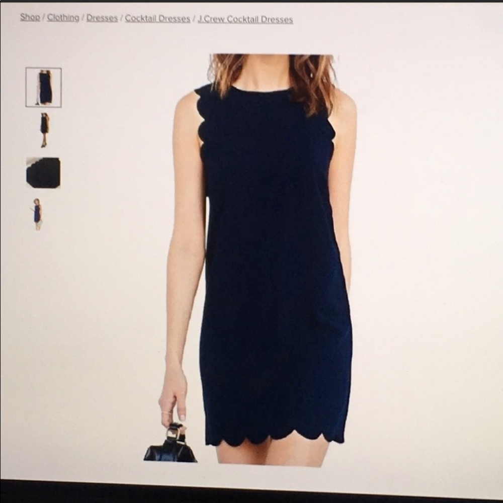 J. Crew Elegant Navy Scalloped Dress